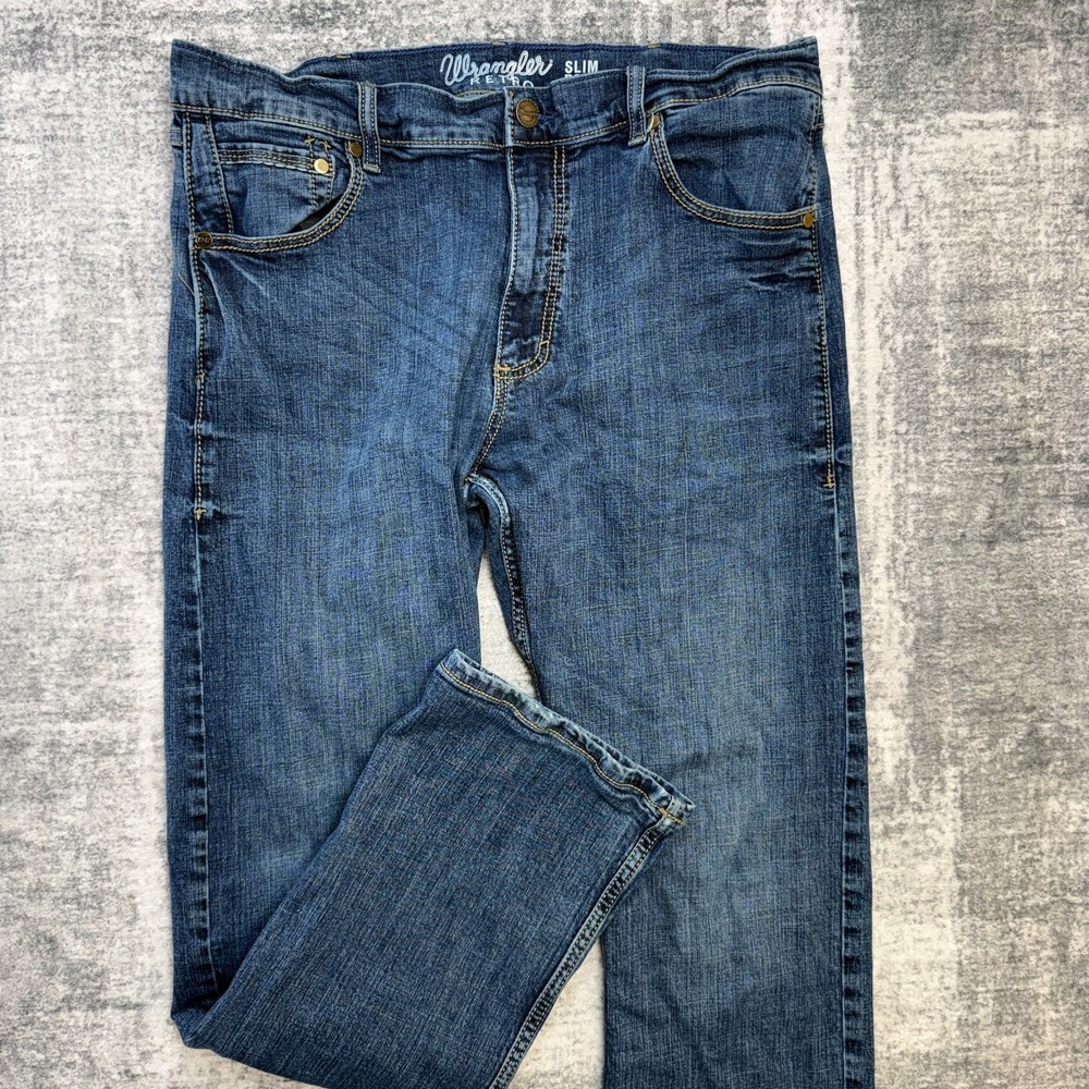 Wrangler Retro Jeans Mens 36x32 (34x30) Slim Boot‎ Cut Cowboy Western Stretch